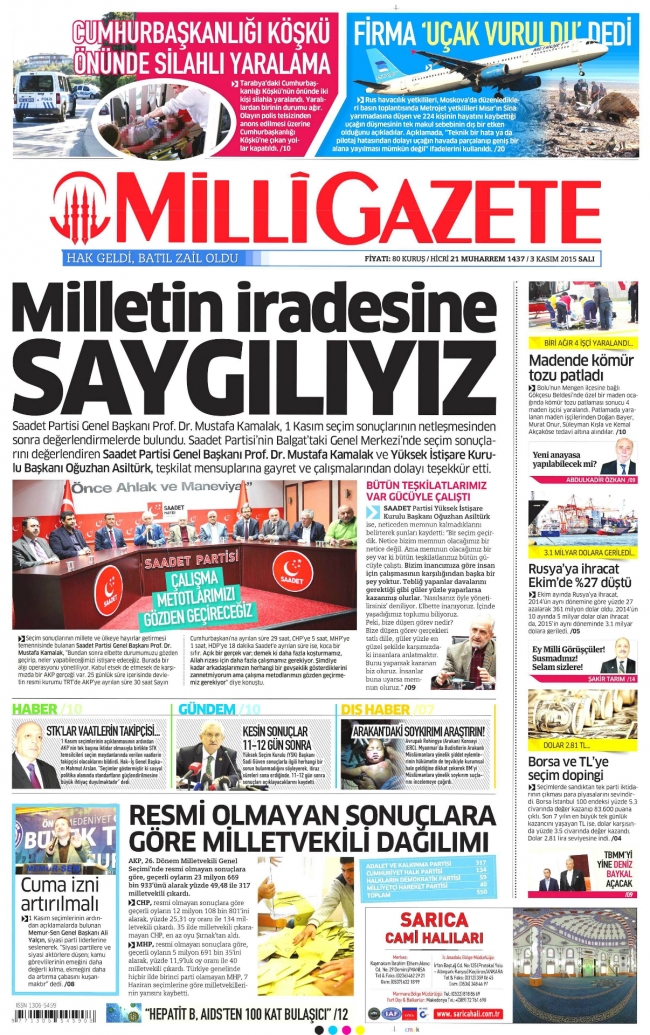 3 Kasım gazete manşetleri 5