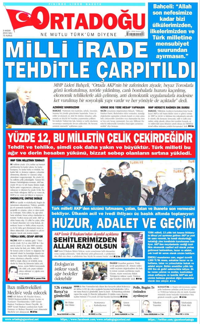 3 Kasım gazete manşetleri 6
