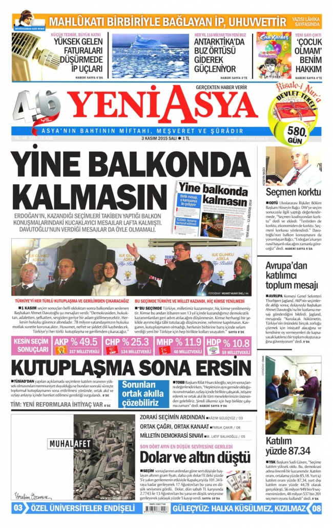 3 Kasım gazete manşetleri 8