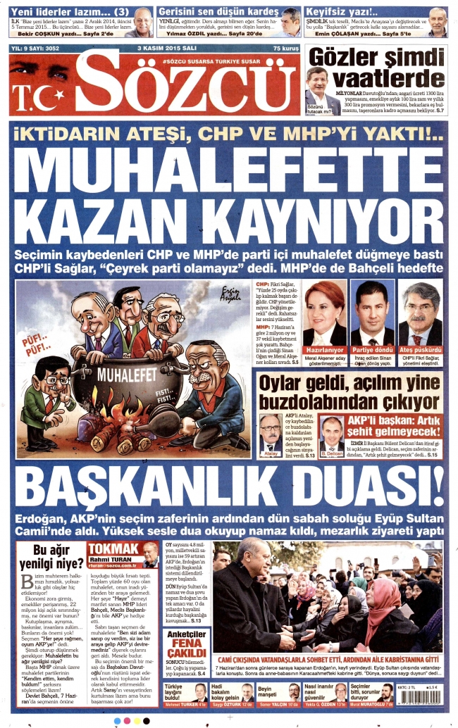 3 Kasım gazete manşetleri 15