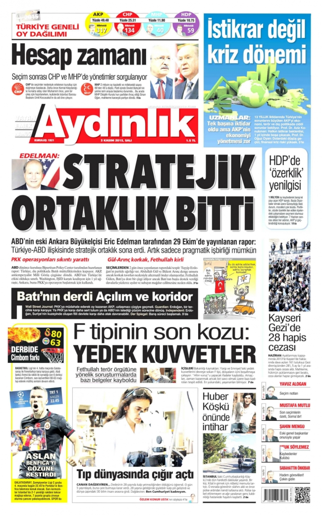 3 Kasım gazete manşetleri 11