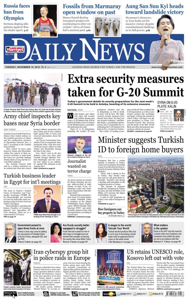 10 KASIM 2015 GAZETE MANŞETLERİ 29