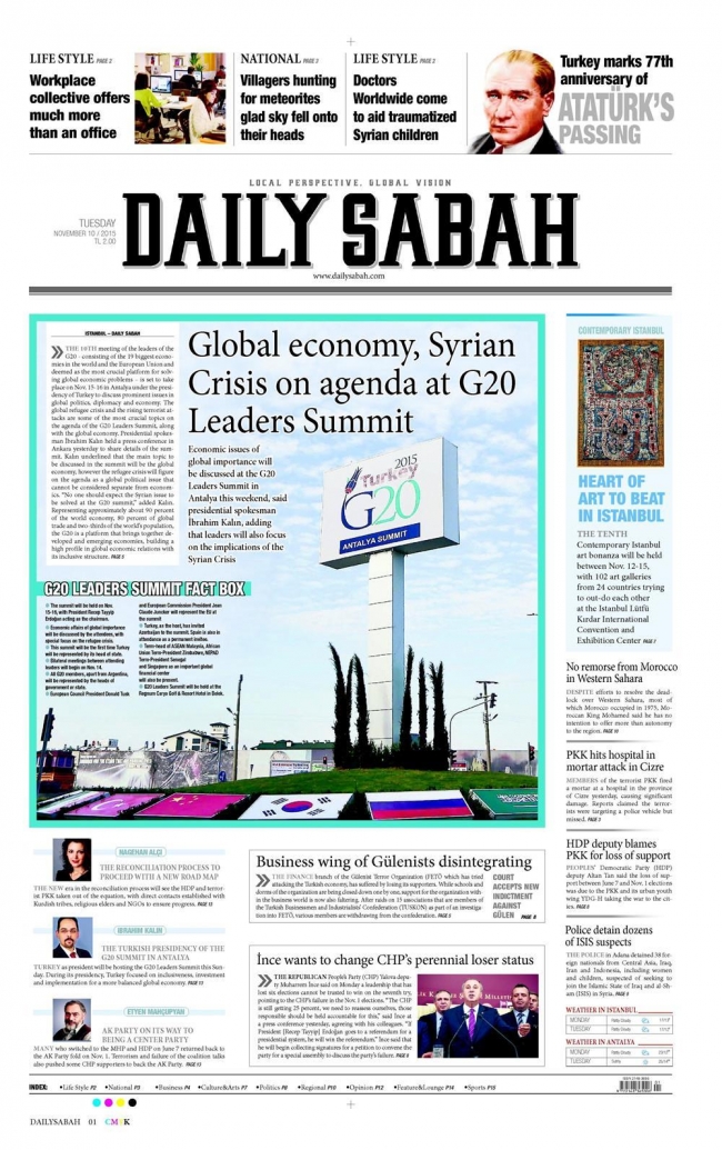 10 KASIM 2015 GAZETE MANŞETLERİ 3