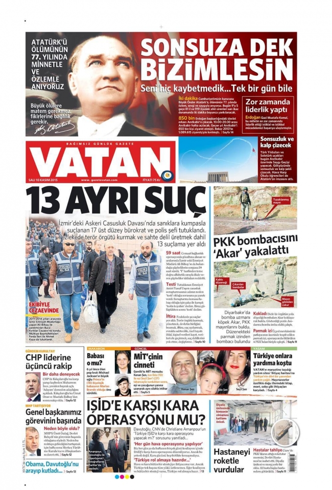10 KASIM 2015 GAZETE MANŞETLERİ 11