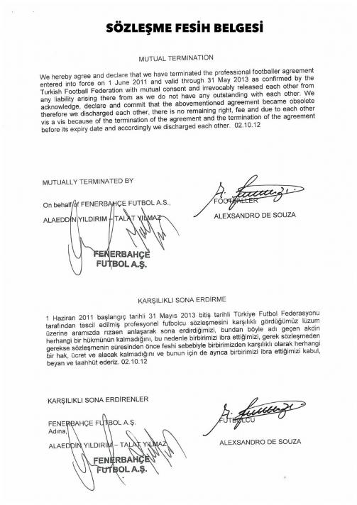 Fenerbahçe Alex'in imzalarını paylaştı 3