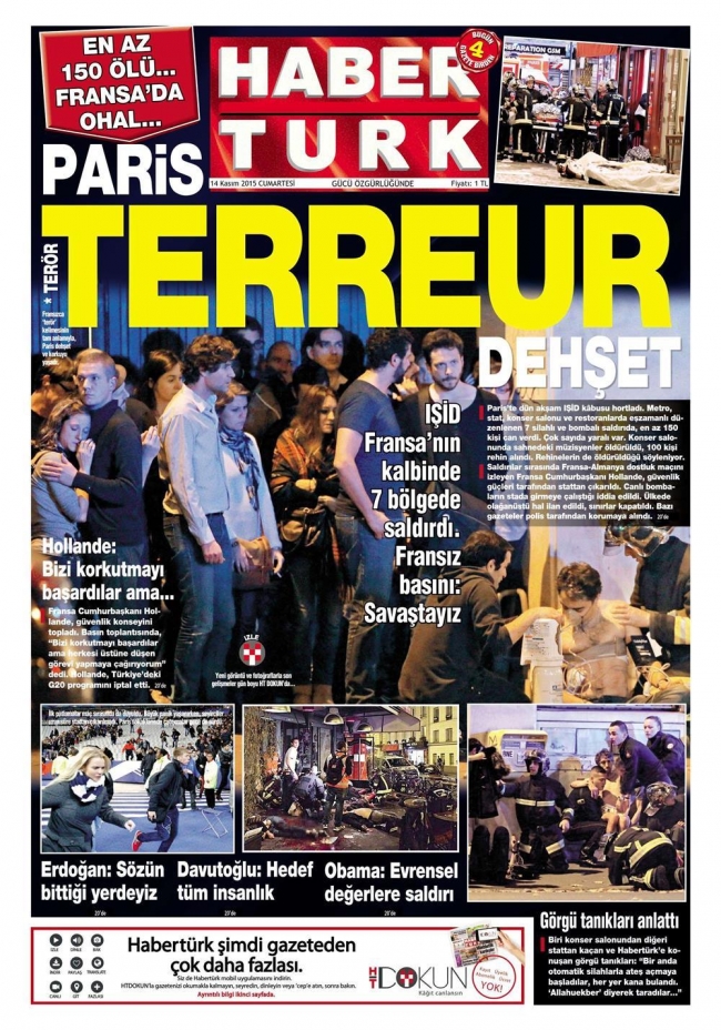 Paris saldırısı gazete manşetlerinde 6
