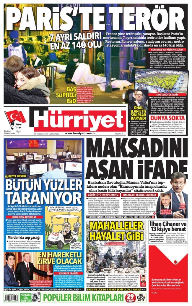 Paris saldırısı gazete manşetlerinde 7