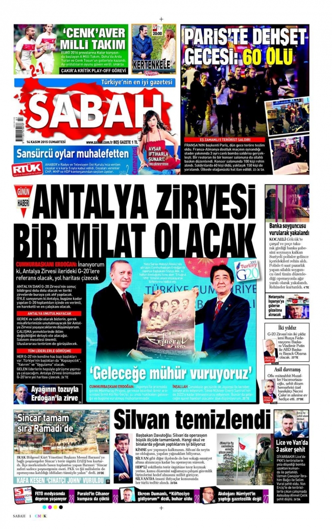 Paris saldırısı gazete manşetlerinde 13