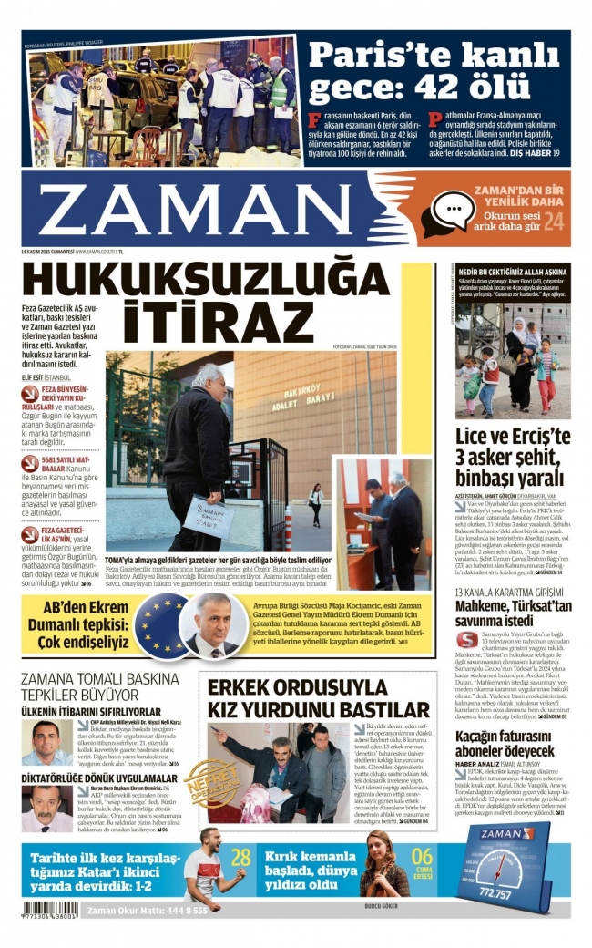 Paris saldırısı gazete manşetlerinde 24