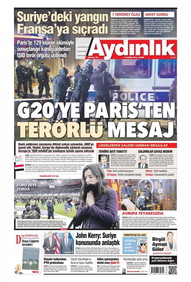 15 Kasım 2015 gazete manşetleri 2