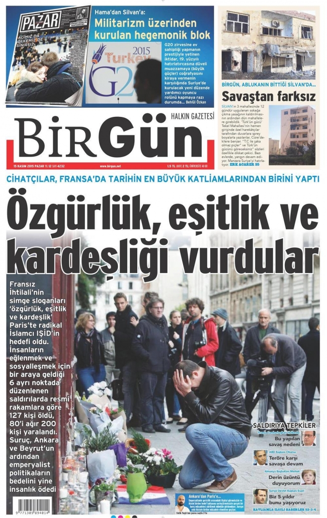 15 Kasım 2015 gazete manşetleri 3