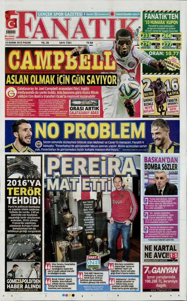 15 Kasım 2015 gazete manşetleri 7