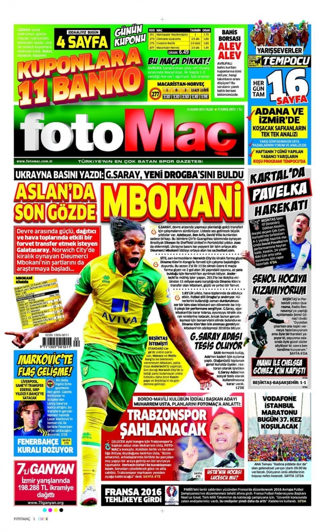 15 Kasım 2015 gazete manşetleri 8