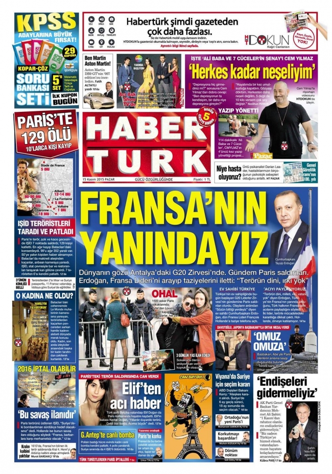15 Kasım 2015 gazete manşetleri 11