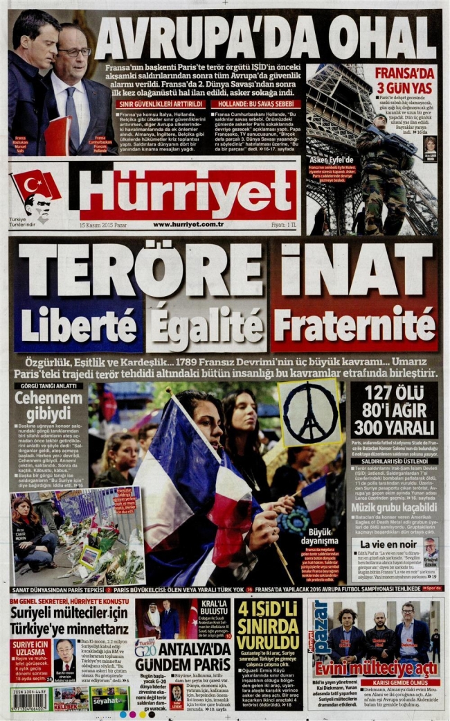 15 Kasım 2015 gazete manşetleri 12