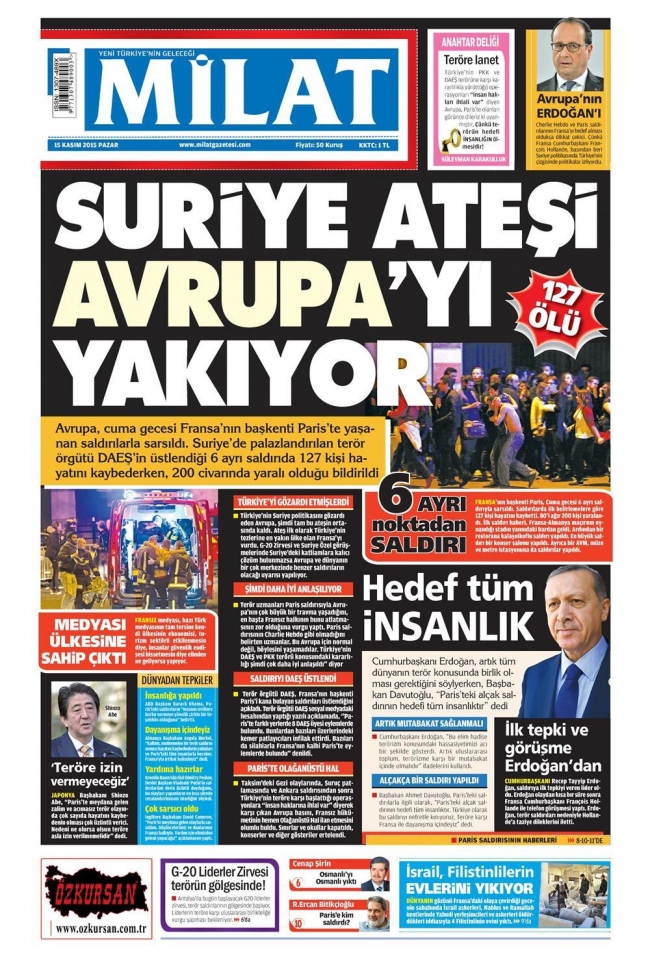 15 Kasım 2015 gazete manşetleri 14