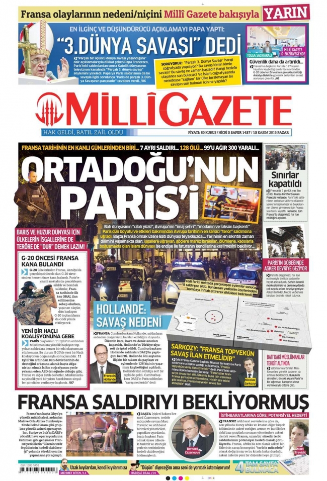 15 Kasım 2015 gazete manşetleri 16