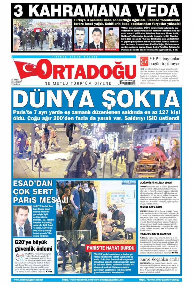 15 Kasım 2015 gazete manşetleri 19