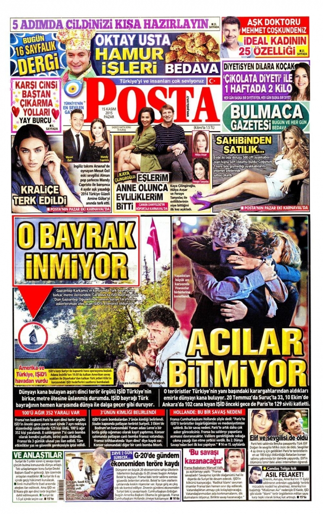 15 Kasım 2015 gazete manşetleri 20
