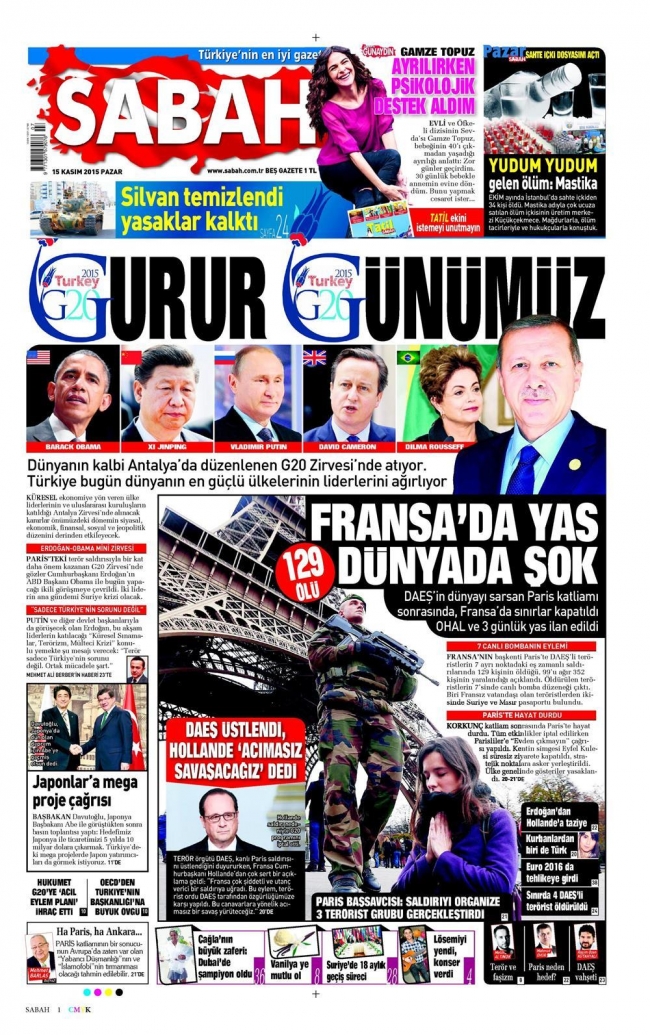 15 Kasım 2015 gazete manşetleri 21