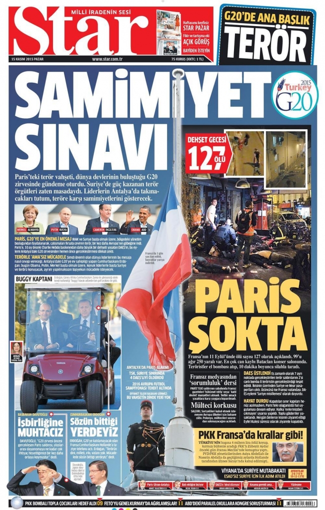 15 Kasım 2015 gazete manşetleri 24
