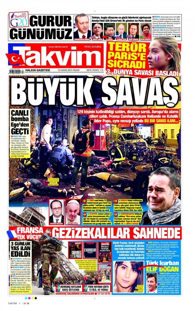 15 Kasım 2015 gazete manşetleri 25
