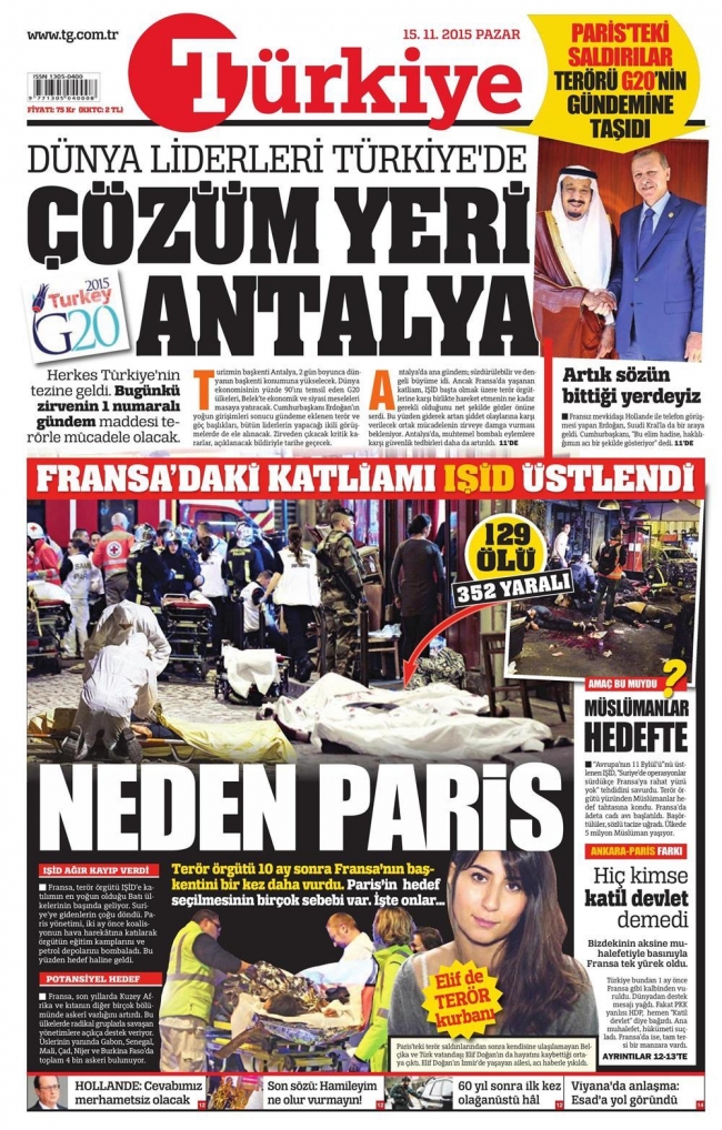 15 Kasım 2015 gazete manşetleri 27