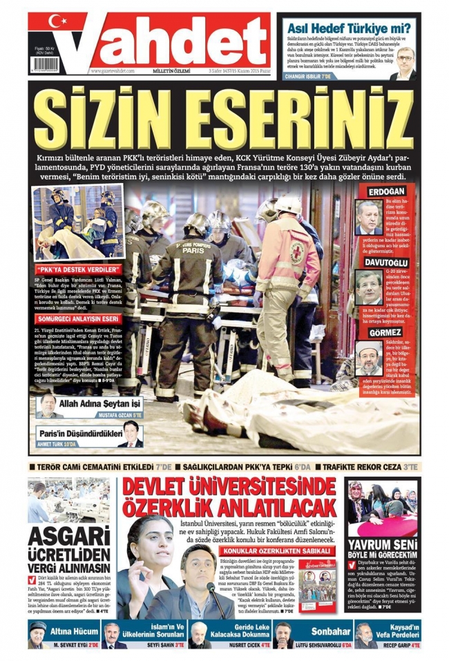 15 Kasım 2015 gazete manşetleri 28