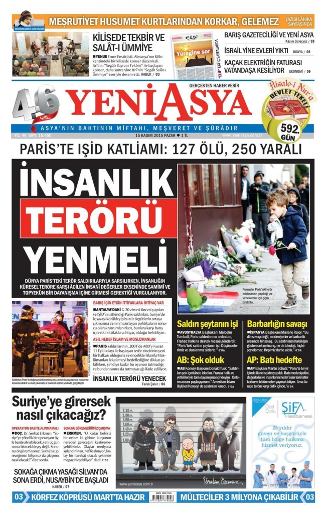 15 Kasım 2015 gazete manşetleri 30