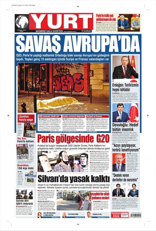 15 Kasım 2015 gazete manşetleri 34