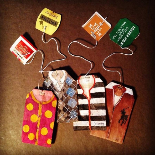 Çay poşetlerini tuval olarak kullanan sanatçıdan muhteşem illüstrasyonlar 1