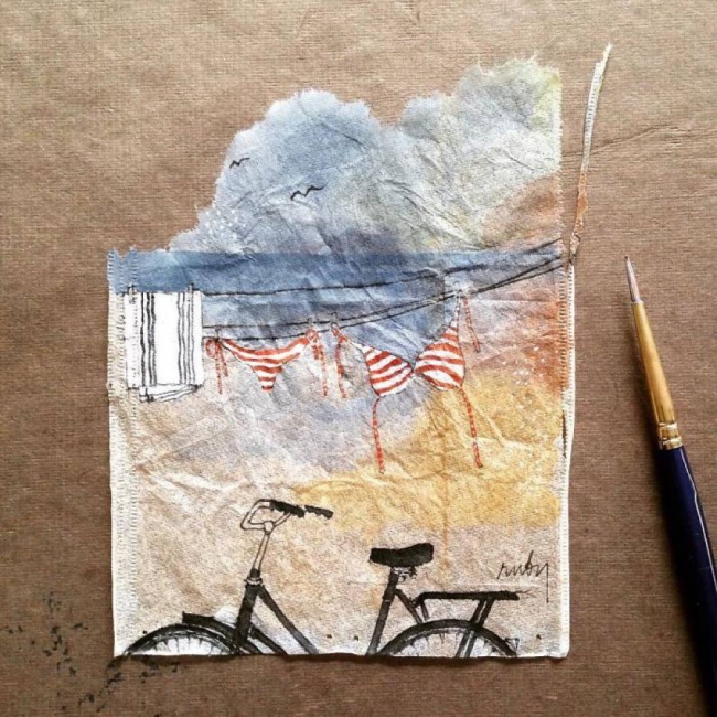 Çay poşetlerini tuval olarak kullanan sanatçıdan muhteşem illüstrasyonlar 3