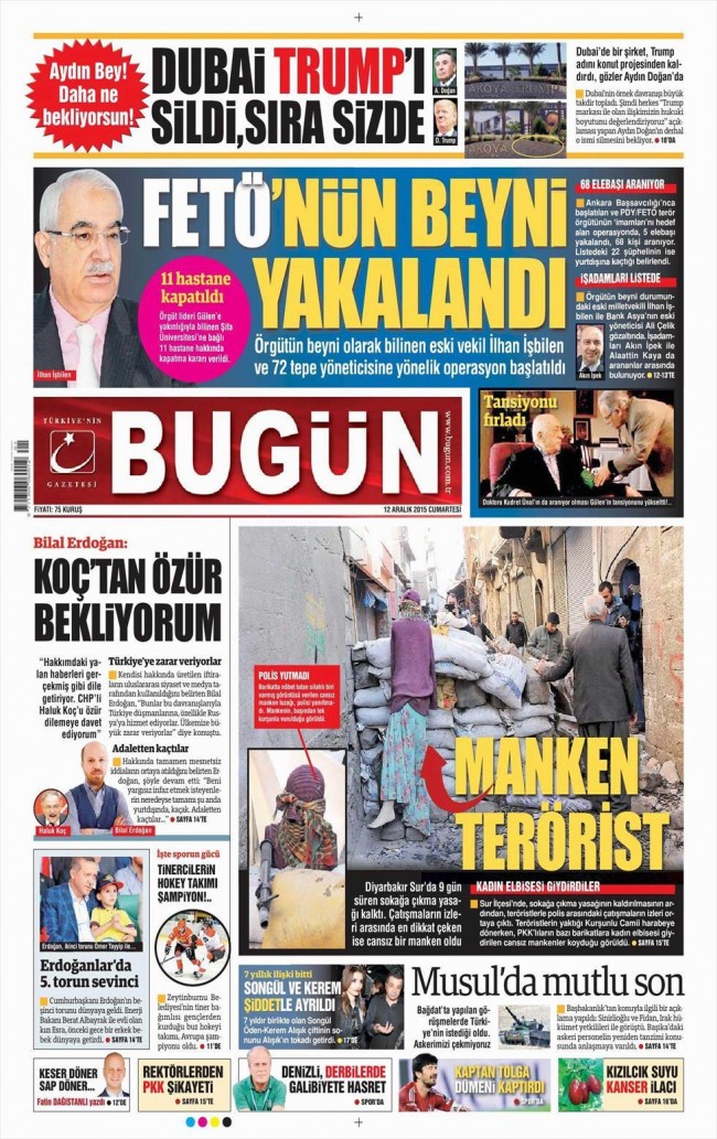 Bugünkü gazete manşetleri 12. 12. 2015 3
