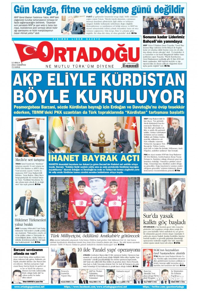 Bugünkü gazete manşetleri 12. 12. 2015 16