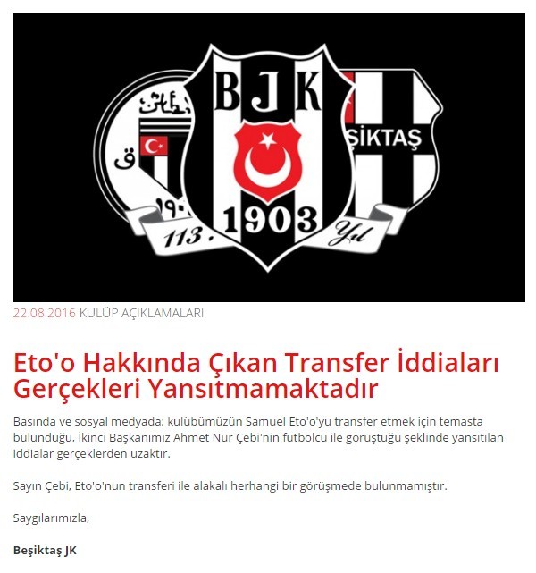 Beşiktaş'tan son dakika Eto'o açıklaması! 6