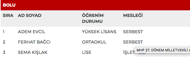 MHP 27. dönem milletvekili adayları | 24 Haziran seçimleri 22