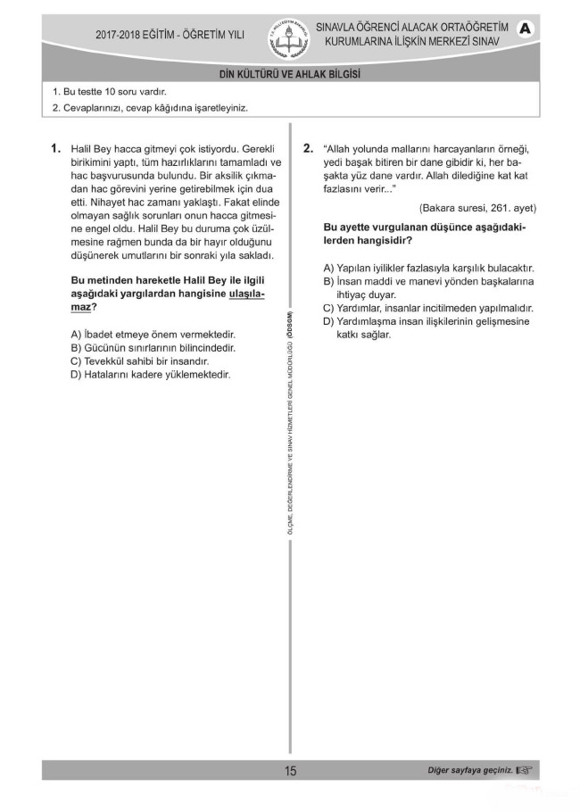 2018 LGS soruları ve cevapları... 17