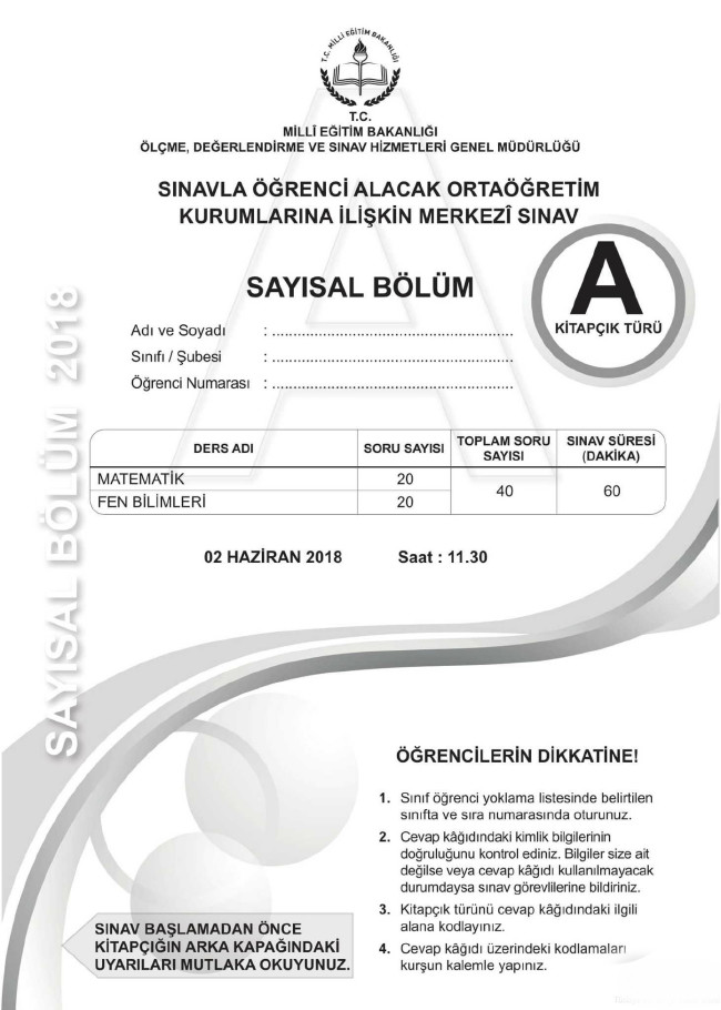 2018 LGS soruları ve cevapları... 27