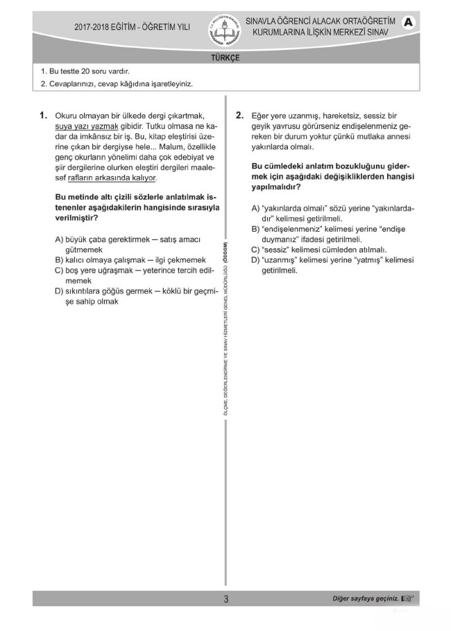 2018 LGS soruları ve cevapları... 4