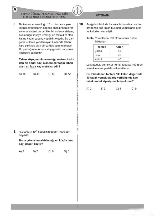2018 LGS soruları ve cevapları... 31