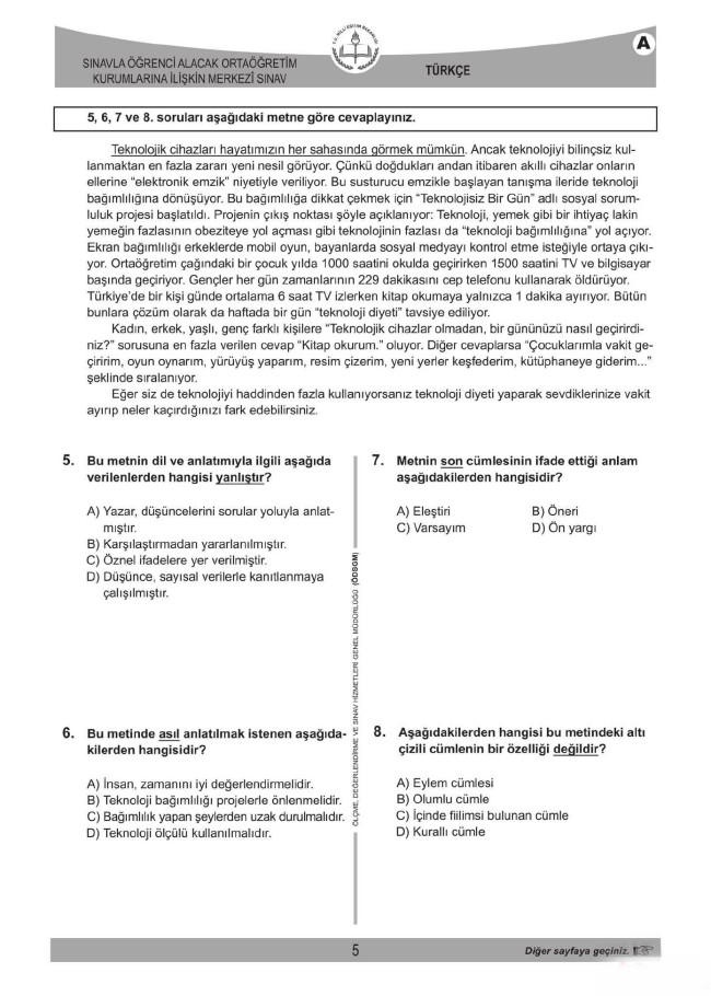2018 LGS soruları ve cevapları... 5