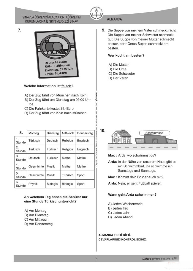 2018 LGS soruları ve cevapları... 54