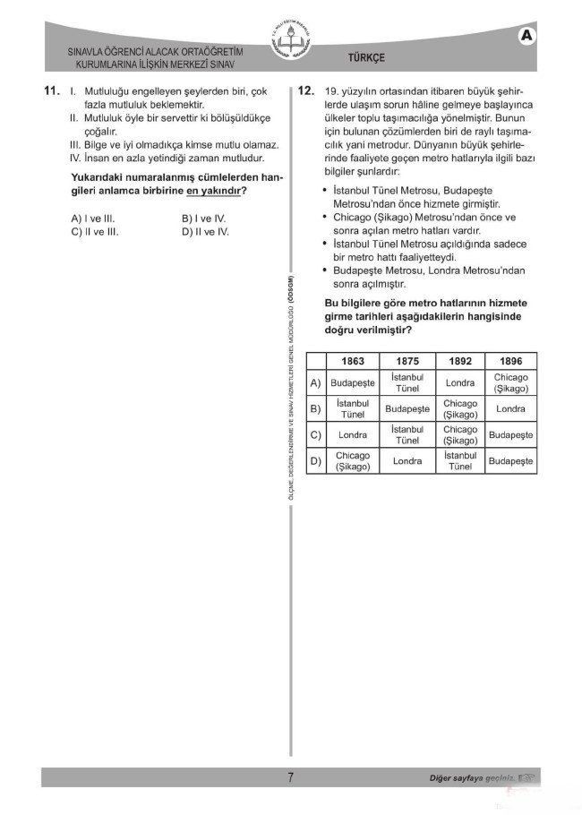 2018 LGS soruları ve cevapları... 7