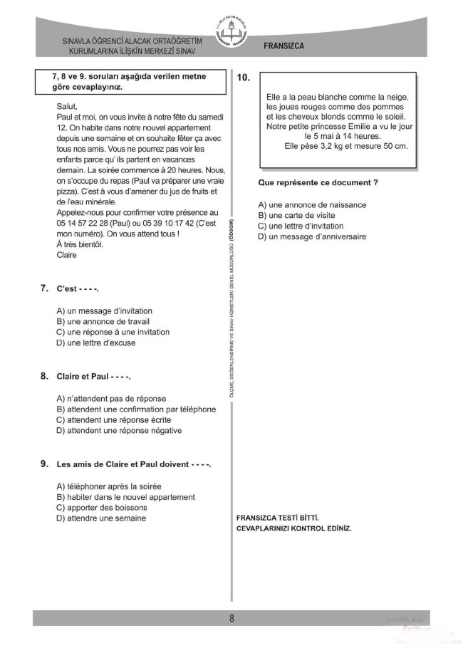 2018 LGS soruları ve cevapları... 57