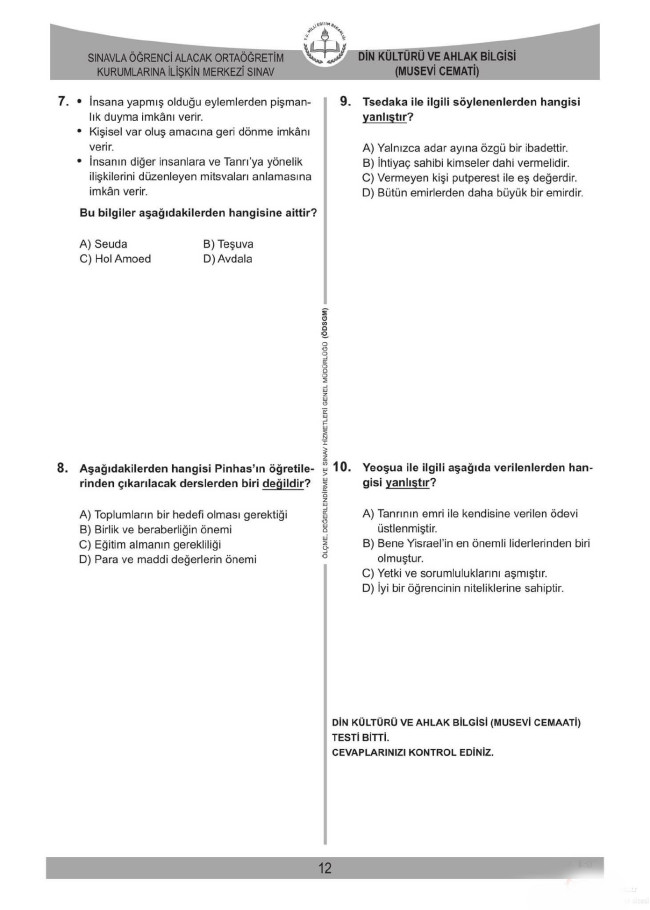 2018 LGS soruları ve cevapları... 61