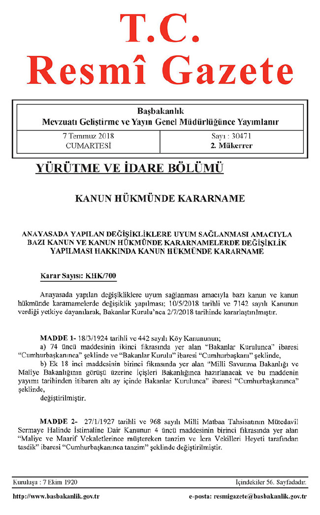 İşte 700 nolu uyum KHK'sı (tam metin) 1