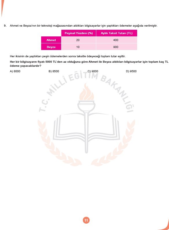 LGS Kasım ayı örnek soruları 12