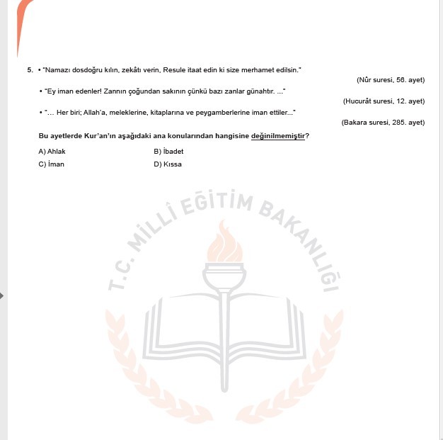 LGS Kasım ayı örnek soruları 50