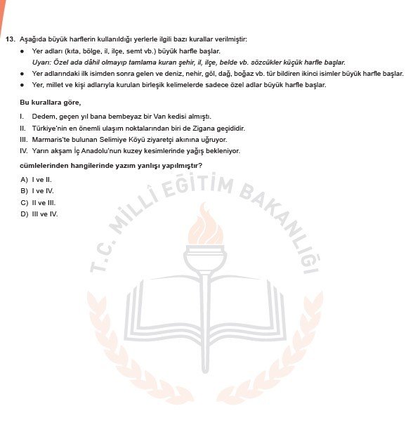 2019 LGS örnek soruları 34