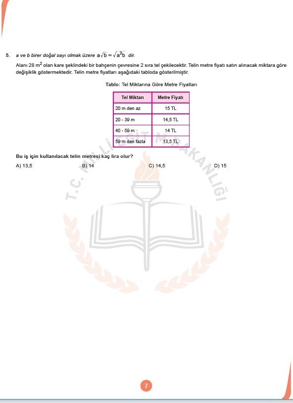 2019 LGS örnek soruları 40